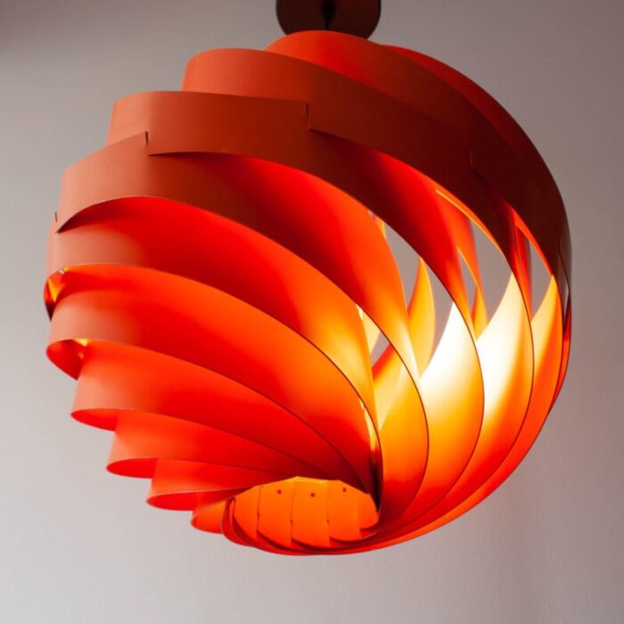 orange turbo pendant lamp attributed to louis weisdorf for lyfa denmark 1967 5851