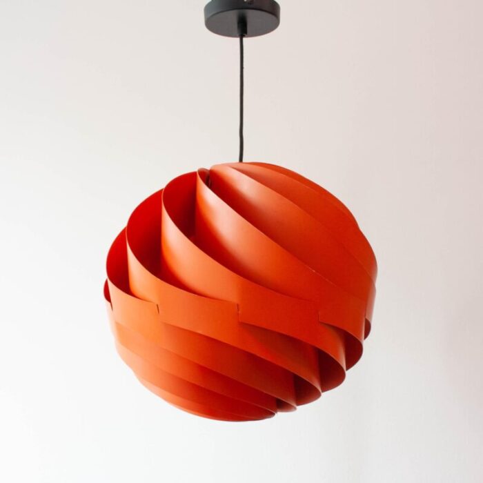 orange turbo pendant lamp attributed to louis weisdorf for lyfa denmark 1967 6895