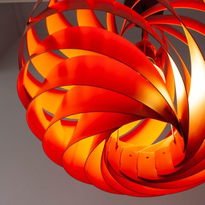 orange turbo pendant lamp attributed to louis weisdorf for lyfa denmark 1967 9848