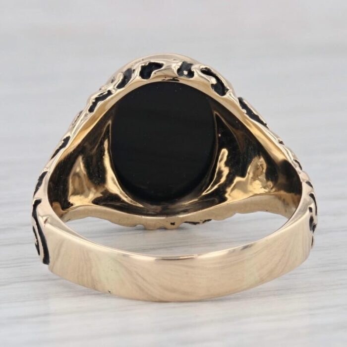 ornate onyx mens ring 10k yellow gold size 135 vintage 5777