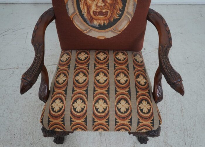 outstanding georgian needlepoint paw foot open armchair 0145