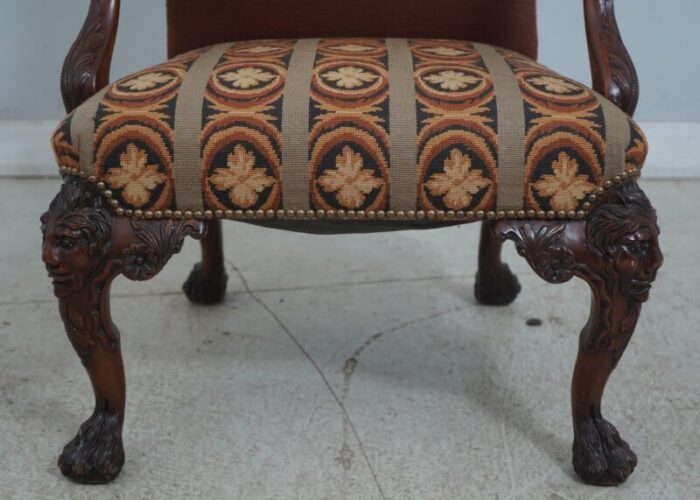 outstanding georgian needlepoint paw foot open armchair 4951