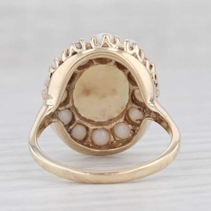 oval opal cabochon ring 14k yellow gold size 85 cocktail 3064