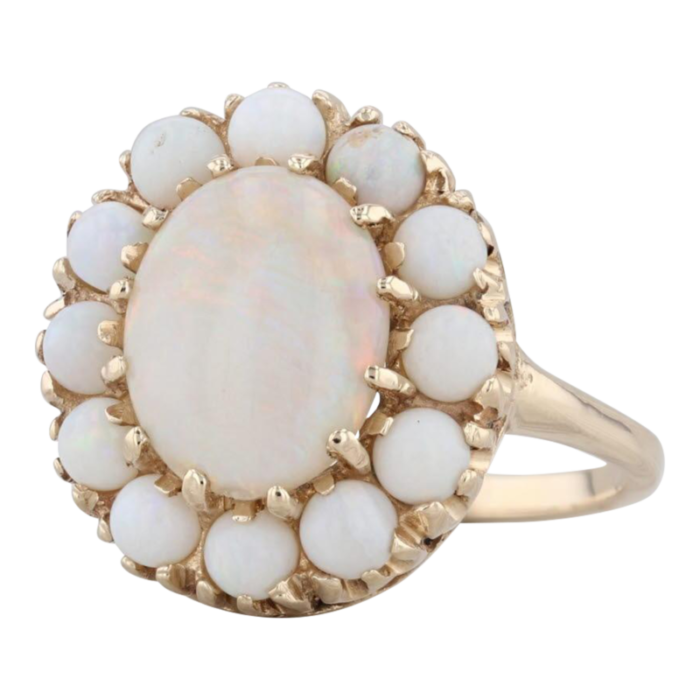 oval opal cabochon ring 14k yellow gold size 85 cocktail 9865