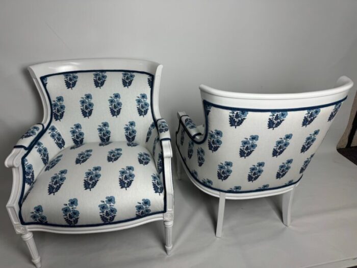 p kaufmann indira blues patterned lounge chairs a pair 2529