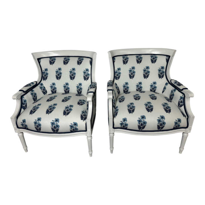 p kaufmann indira blues patterned lounge chairs a pair 3675