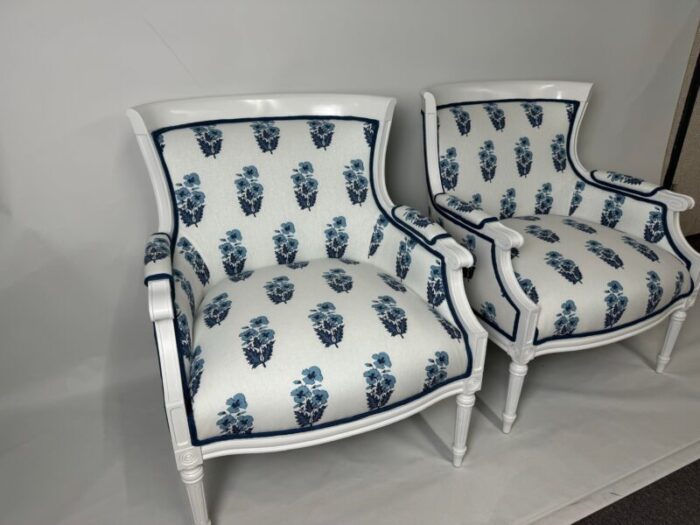 p kaufmann indira blues patterned lounge chairs a pair 4623