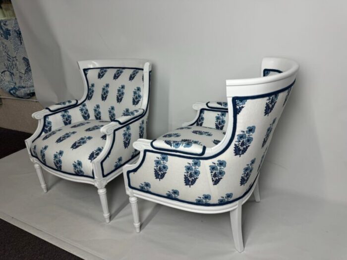 p kaufmann indira blues patterned lounge chairs a pair 8978