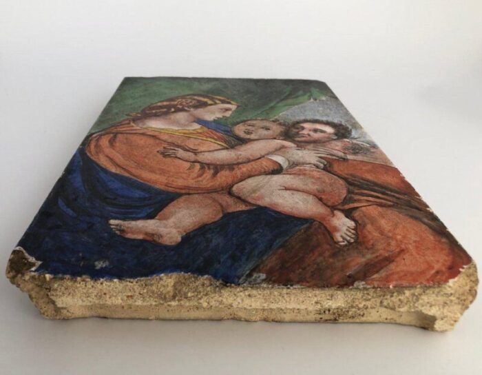 painting on tile representing the virgin madonna after raphael 19th century 12