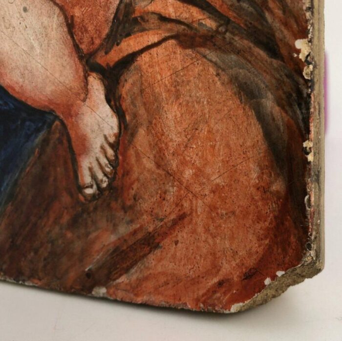 painting on tile representing the virgin madonna after raphael 19th century 8