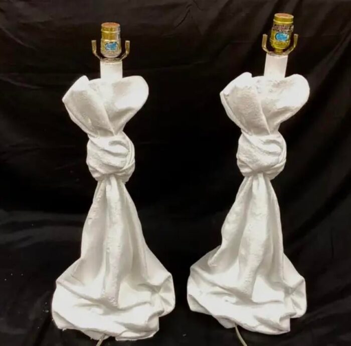 pair of draped plaster lamps style of john dickinson 0863 scaled