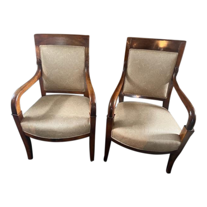 pair of english antique directoire mahogany fauteuils armchairs 6893