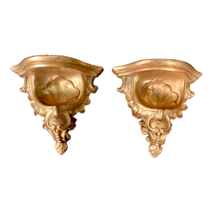 pair of italian gold gilt wall brackets 3181