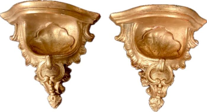 pair of italian gold gilt wall brackets 8519