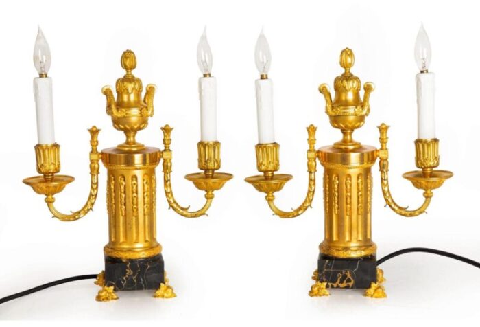 pair of louis xvi style bronze table lamps by edward caldwell ca 1900 5974