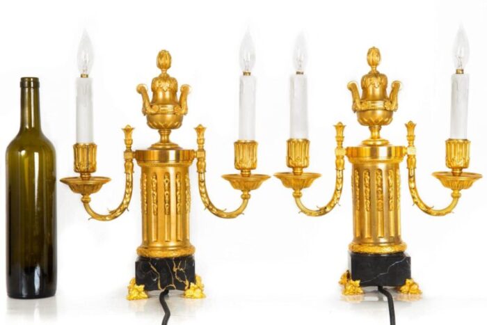 pair of louis xvi style bronze table lamps by edward caldwell ca 1900 6078