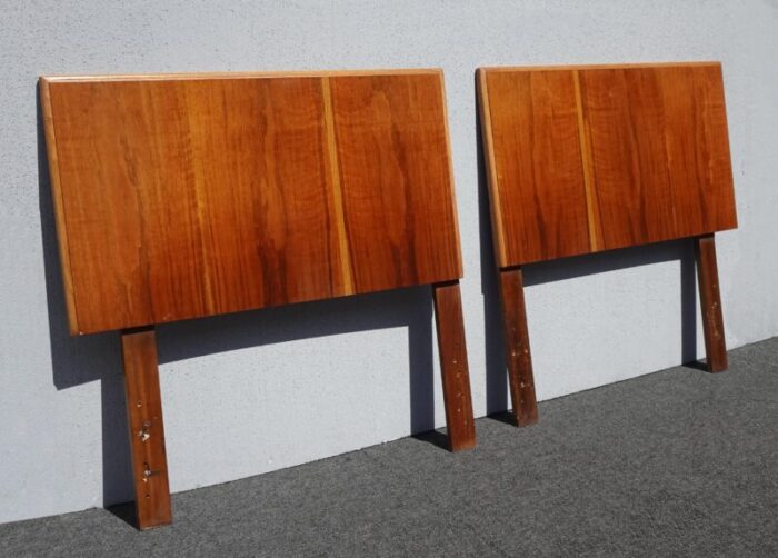 pair of vintage mid century modern brown twin headboards by lane furniture co 1824