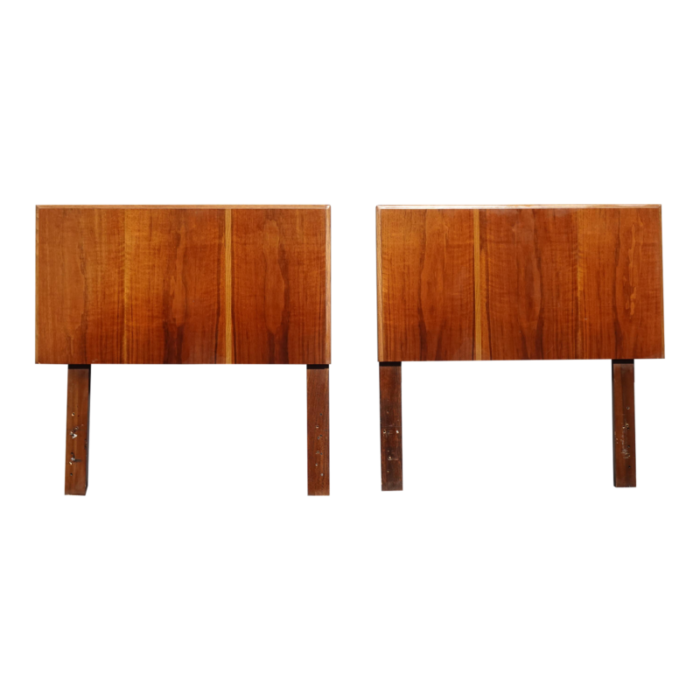 pair of vintage mid century modern brown twin headboards by lane furniture co 5678