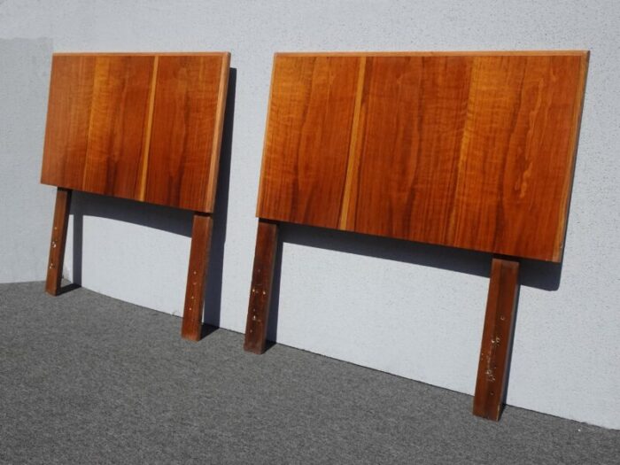 pair of vintage mid century modern brown twin headboards by lane furniture co 7681