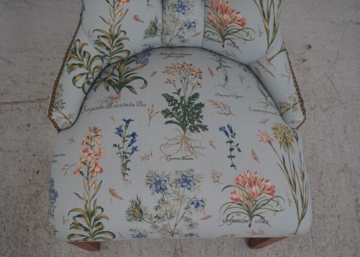 pair side chairs w plant print fabric w tack head trim 2867