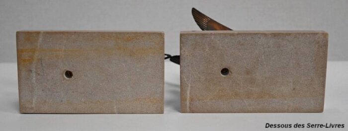 patinated metal and marble swan bookends 1930s 1940s set of 2 21