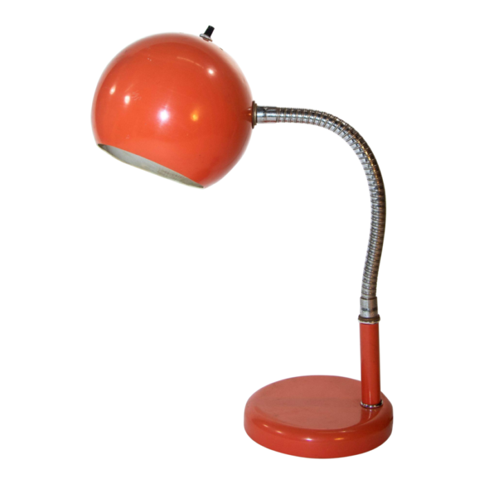 petite metal desk lamp retro orange eyeball light 1970s 0189