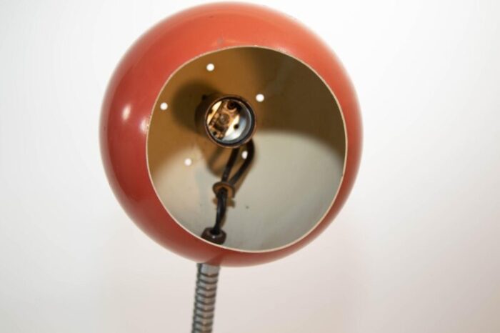 petite metal desk lamp retro orange eyeball light 1970s 0723