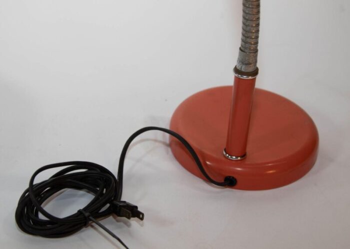 petite metal desk lamp retro orange eyeball light 1970s 0964