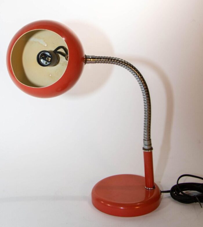 petite metal desk lamp retro orange eyeball light 1970s 7289