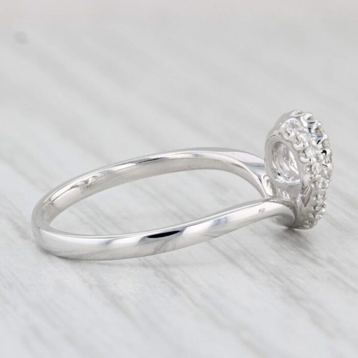 piero milano diamond heart swirl ring 18k white gold with box size 7 1347