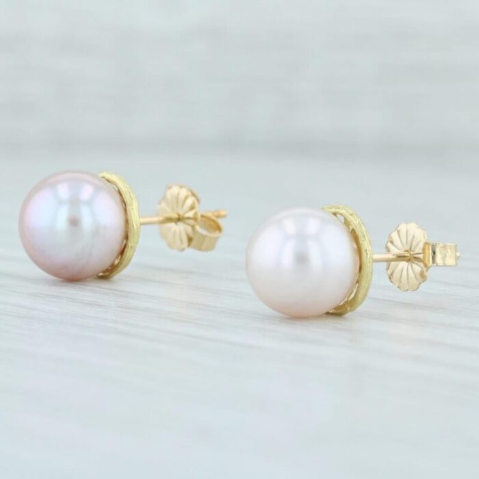 pink cultured pearl stud earrings 14k yellow gold pierced nordstrom 2 pieces 2461