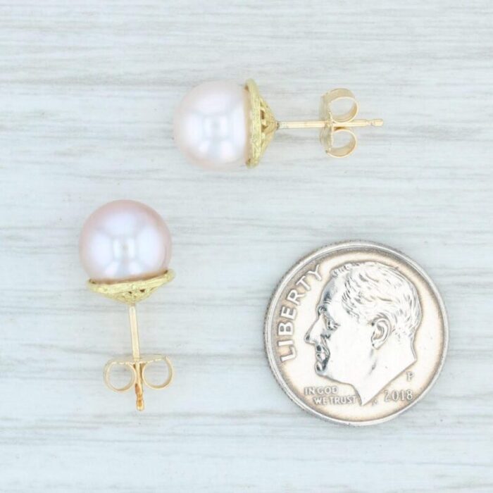 pink cultured pearl stud earrings 14k yellow gold pierced nordstrom 2 pieces 4093