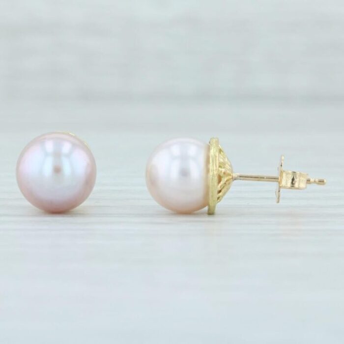 pink cultured pearl stud earrings 14k yellow gold pierced nordstrom 2 pieces 6425