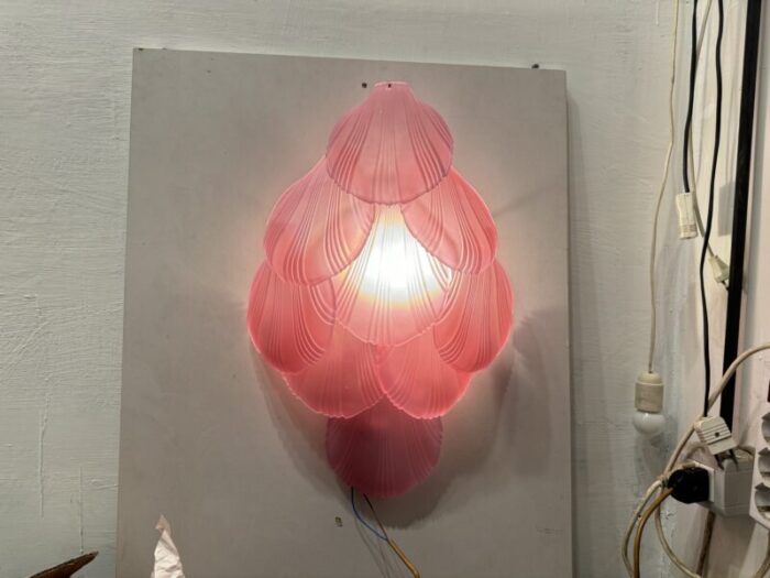 pink glass shell sconces 1980s set of 2 4860