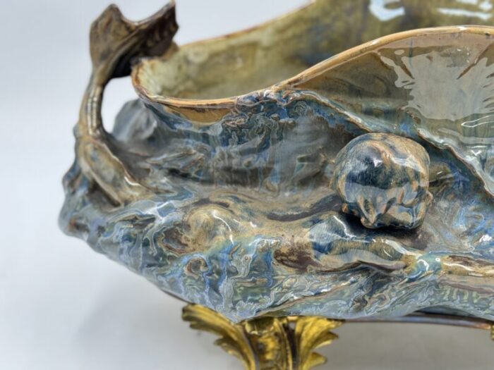 planter with newt swimming among fish on a bronze and gilded brass base late 19th century 2417