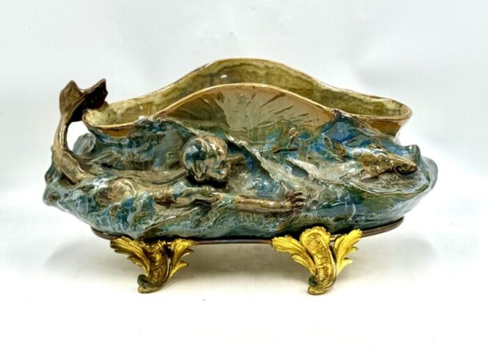 planter with newt swimming among fish on a bronze and gilded brass base late 19th century 3123