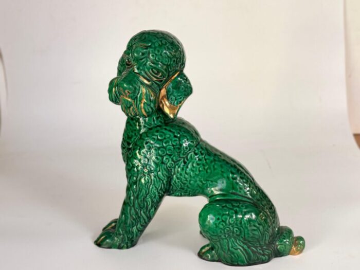 poodle sculpture in ceramic with hand painted details 1970s 2841