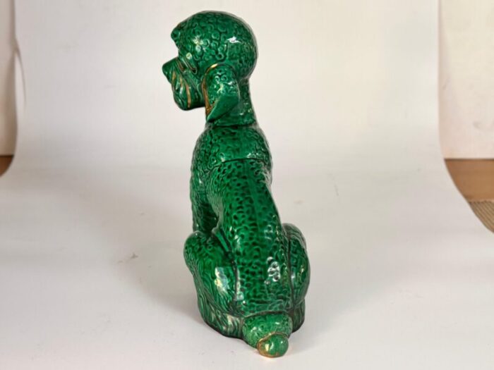 poodle sculpture in ceramic with hand painted details 1970s 5418