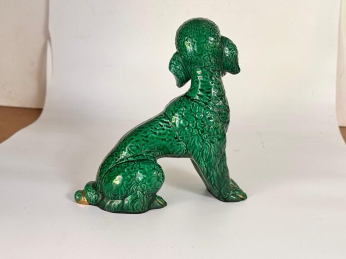 poodle sculpture in ceramic with hand painted details 1970s 9377