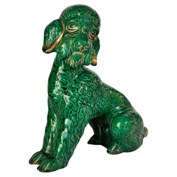 poodle sculpture in ceramic with hand painted details 1970s 9723