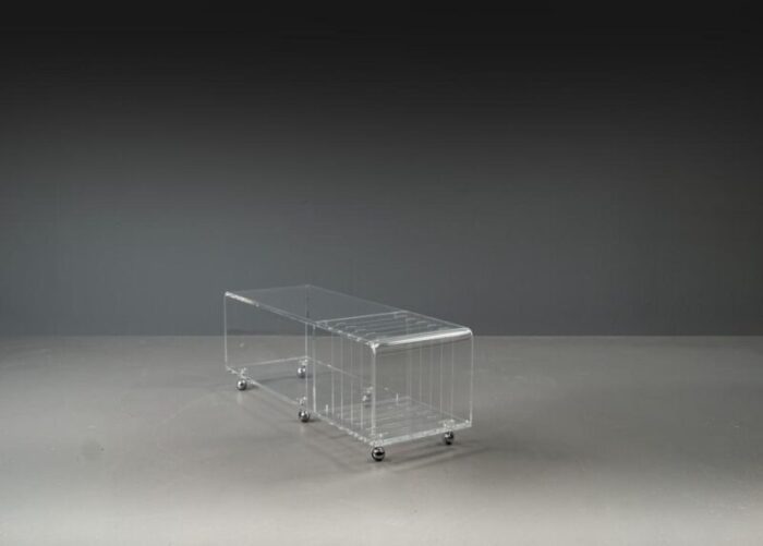 postmodern space age acrylic glass serving bar cart in the style of david lange 1960s 2412