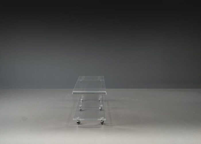 postmodern space age acrylic glass serving bar cart in the style of david lange 1960s 2986