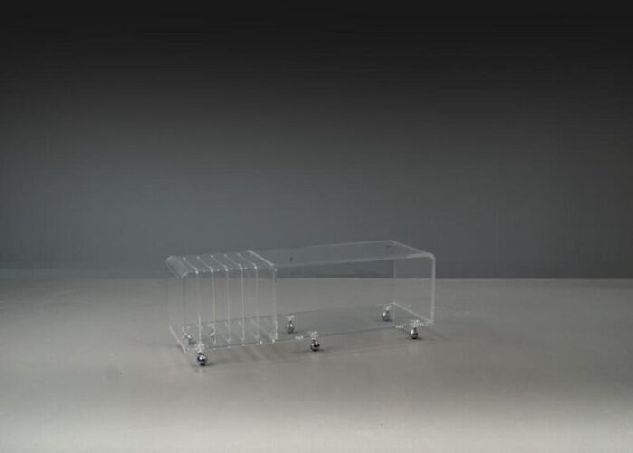 postmodern space age acrylic glass serving bar cart in the style of david lange 1960s 5563