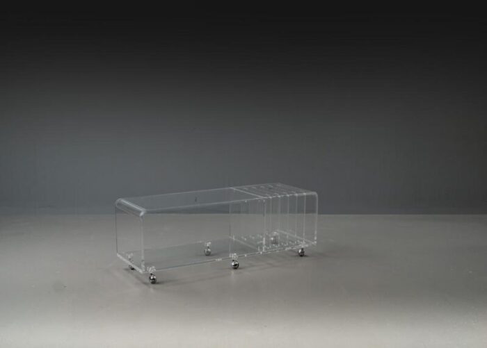 postmodern space age acrylic glass serving bar cart in the style of david lange 1960s 7673