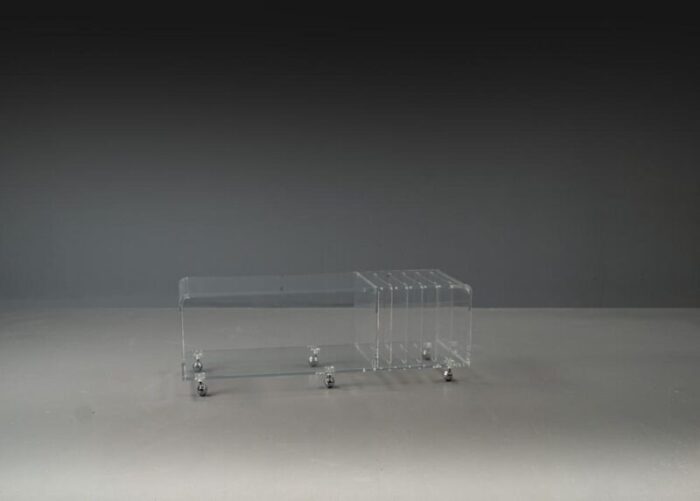 postmodern space age acrylic glass serving bar cart in the style of david lange 1960s 8836