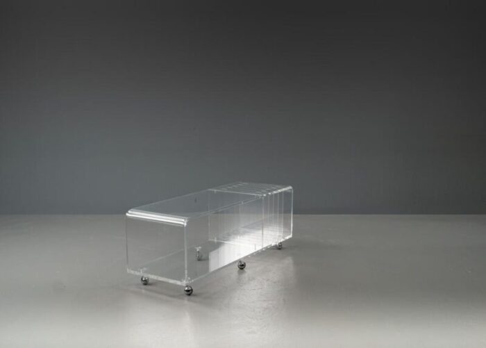 postmodern space age acrylic glass serving bar cart in the style of david lange 1960s 9185