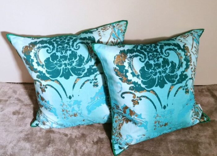 printed cotton pillows with feather interior set of 2 1