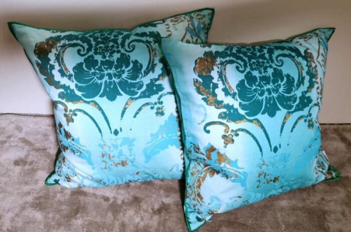 printed cotton pillows with feather interior set of 2 3