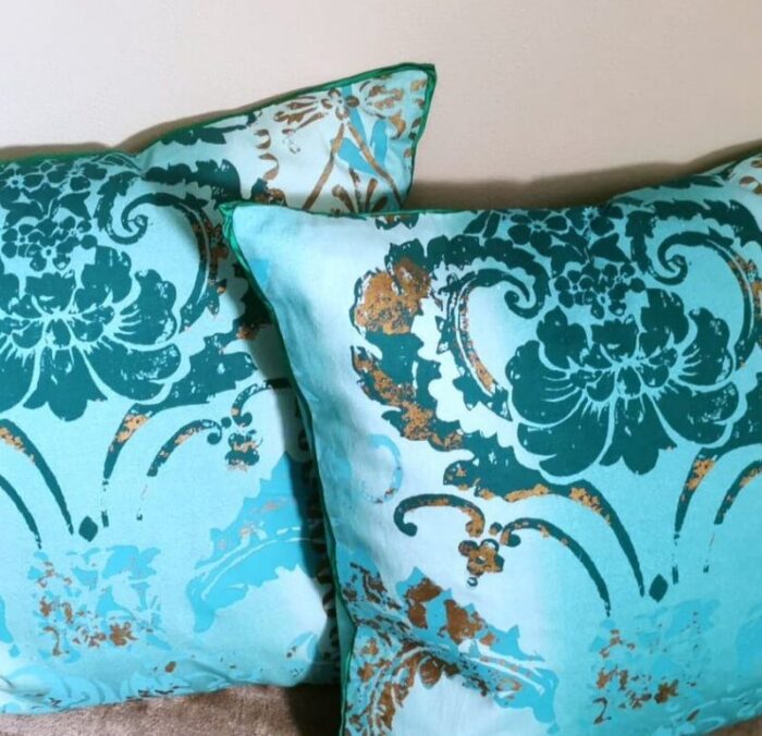 printed cotton pillows with feather interior set of 2 4