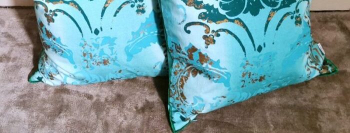 printed cotton pillows with feather interior set of 2 6